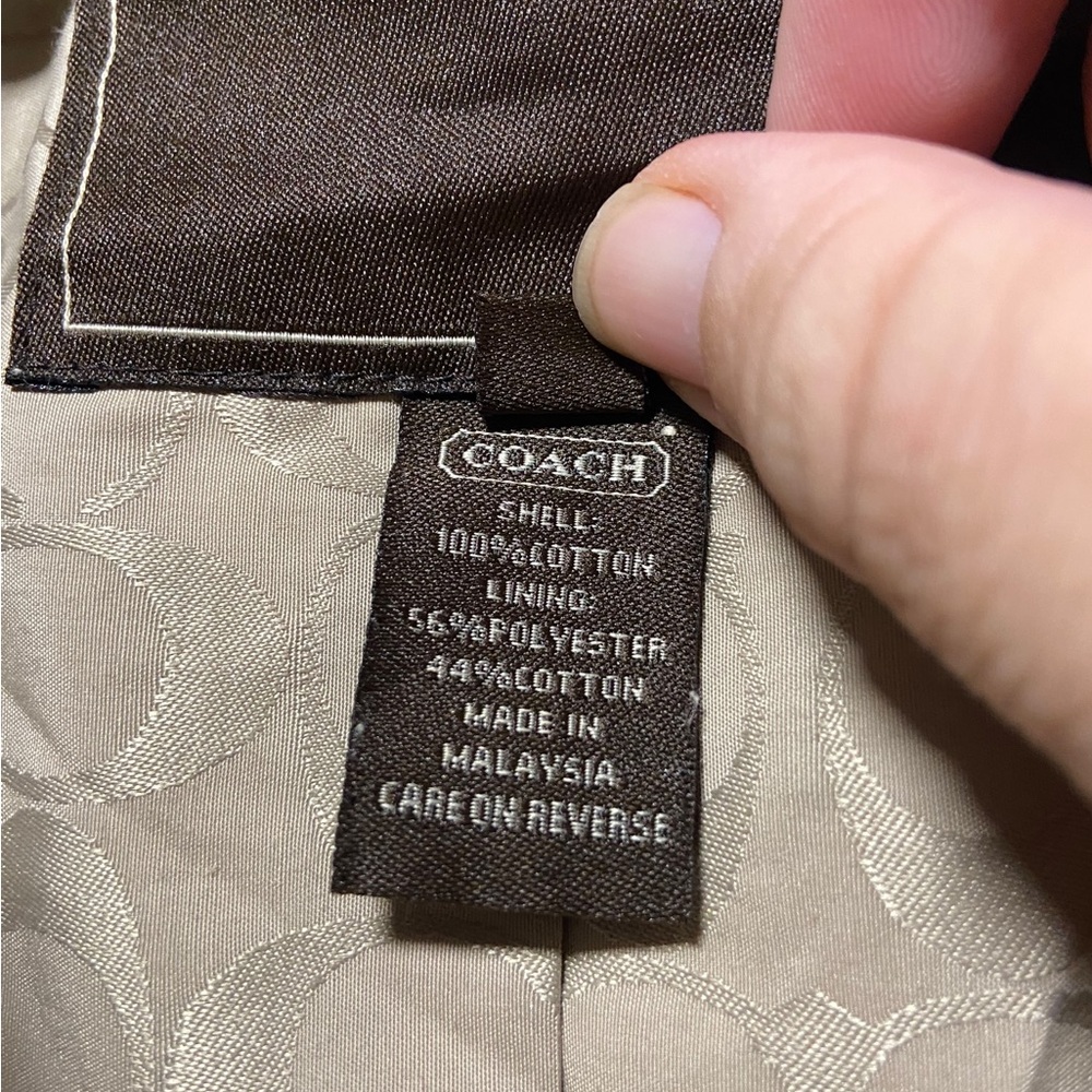 COACH Womens Trench Coat Signature Monogram Beige Size Large - Picture 9 of 12